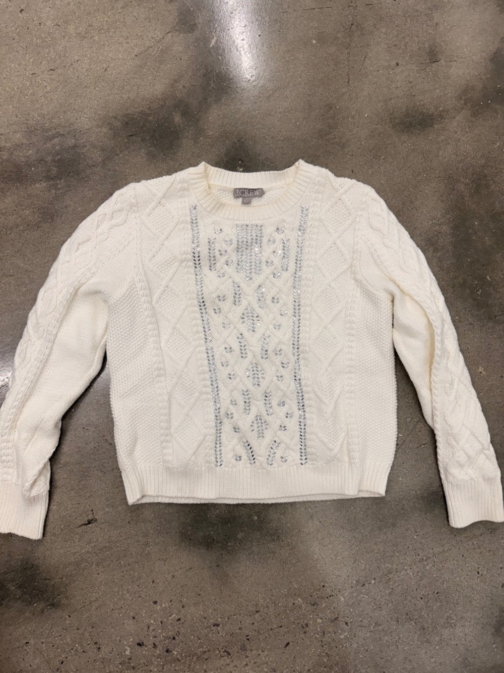 J. Crew Cableknit Sweater with rhinestones